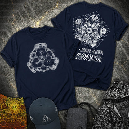 Cymatics, Energy Frequency Vibration Fluid 2 Sided T-Shirt - Cymatics, Energy Frequency Vibration Fluid 2 Sided T-Shirt - Navy