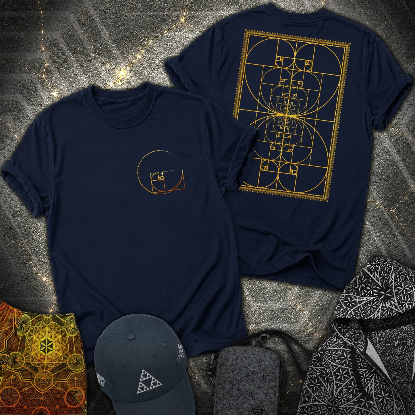 Golden Ratio Spiral 2 Sided T-Shirt - Golden Ratio Spiral 2 Sided T-Shirt - Navy