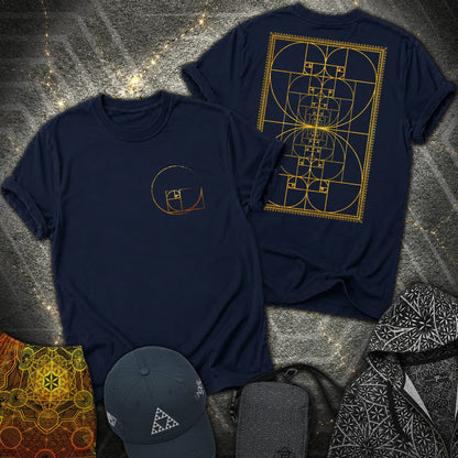 Golden Ratio Spiral 2 Sided T-Shirt - Golden Ratio Spiral 2 Sided T-Shirt - Navy