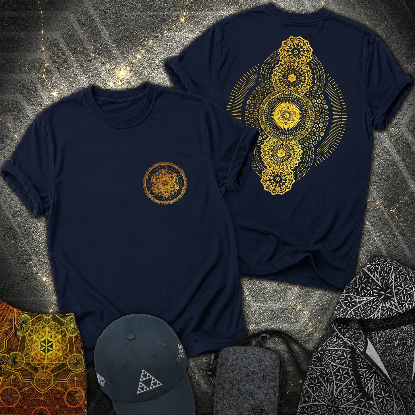 Metatron Geometric Universe 2 Sided T-Shirt - Metatron Geometric Universe 2 Sided T-Shirt - Navy