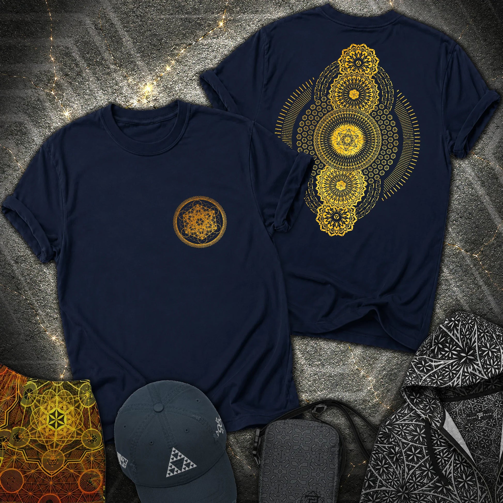 Metatron Geometric Universe 2 Sided T-Shirt - Metatron Geometric Universe 2 Sided T-Shirt - Navy