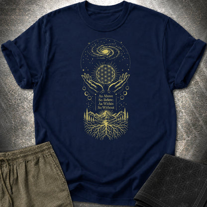 As Above So Below Flower Of Life T-Shirt - As Above So Below Flower Of Life T-Shirt - Navy