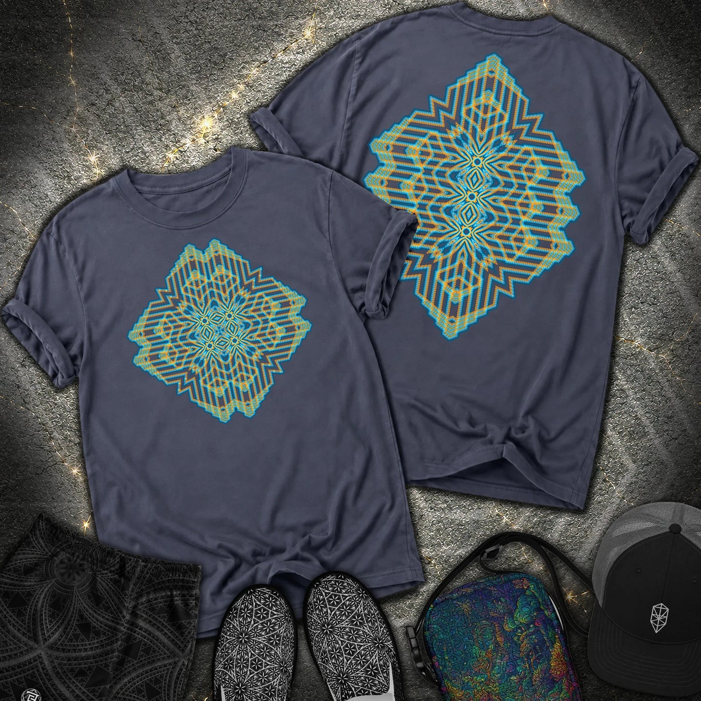 Triune Signal Temple 2 Sided Comfort T-Shirt - Triune Signal Temple 2 Sided Comfort T-Shirt - Navy