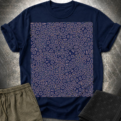 Psychedelic Boho Groovy Abstract Pattern T-Shirt - Psychedelic Boho Groovy Abstract Pattern T-Shirt - Navy