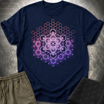 Metatron And Flower Connection T-Shirt - Metatron And Flower Connection T-Shirt - Navy
