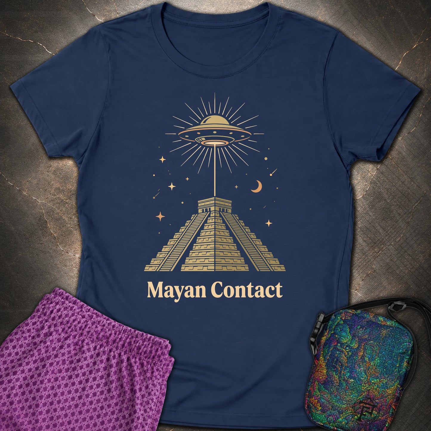 Piramida Majów I UFO 2 - Piramida Majów I UFO 2 Womens T-Shirt - Navy