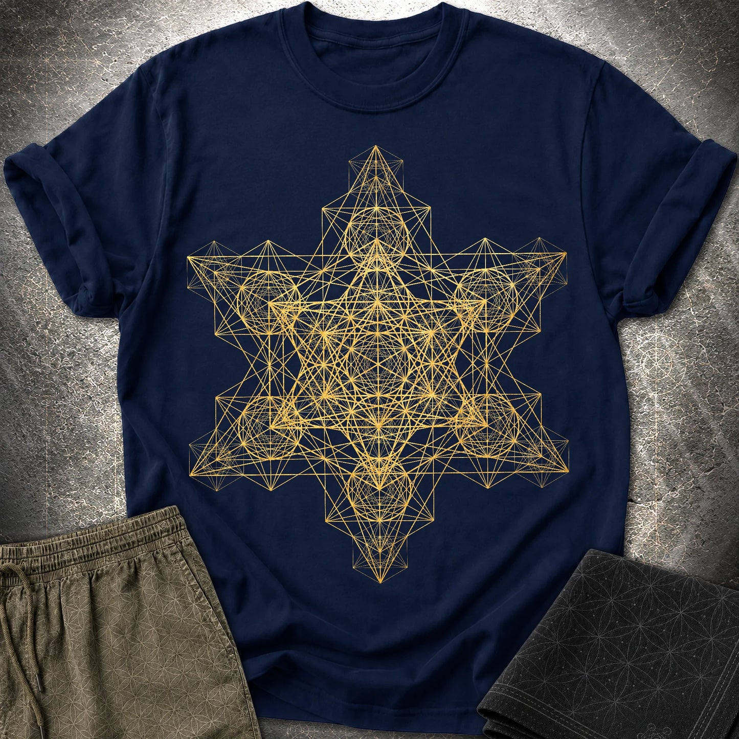 Metatron Fractal Star T-Shirt - Metatron Fractal Star T-Shirt - Navy