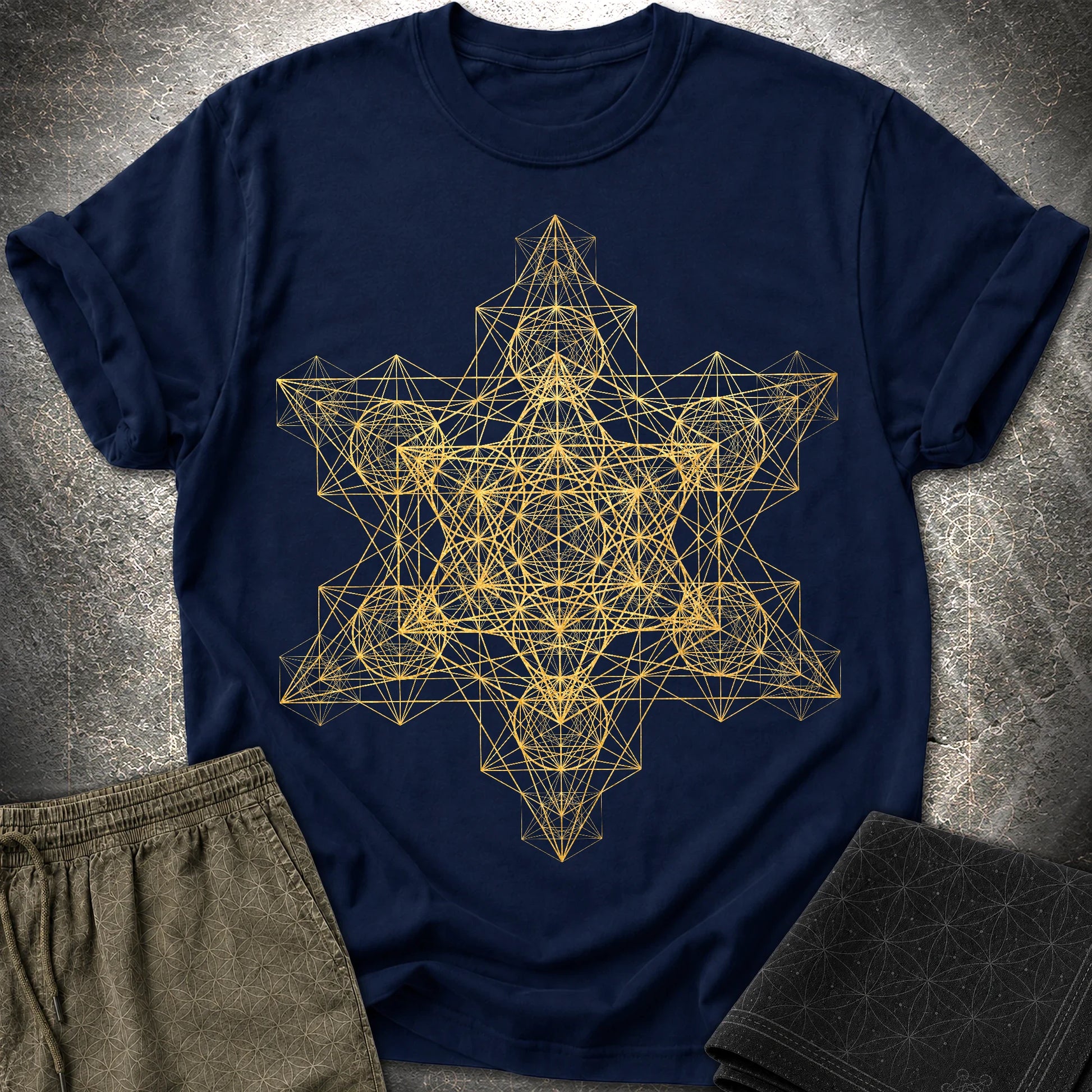 Metatron Fractal Star T-Shirt - Metatron Fractal Star T-Shirt - Navy
