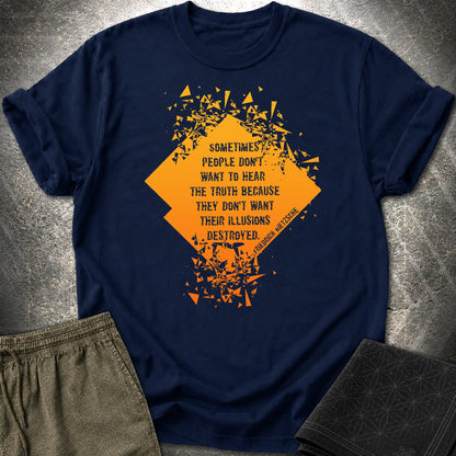 Friedrich Nietzsche Illusions Destroyed T-Shirt - Friedrich Nietzsche Illusions Destroyed T-Shirt - Navy
