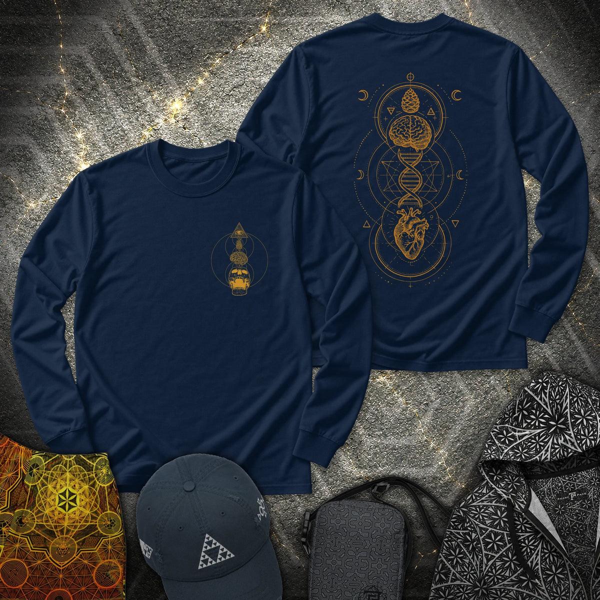 Tools Of The Trade Brain-Heart Coherence 2 Sided - Tools Of The Trade Brain-Heart Coherence 2 Sided Long Sleeve Shirt - Navy