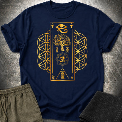 Flower Of Life Horus Egypt T-Shirt - Flower Of Life Horus Egypt T-Shirt - Navy