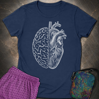 Heart Brain - Heart Brain Womens T-Shirt - Navy