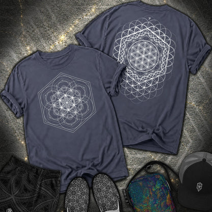 Harmony Flower Grid 2 Sided Comfort T-Shirt - Harmony Flower Grid 2 Sided Comfort T-Shirt - Navy