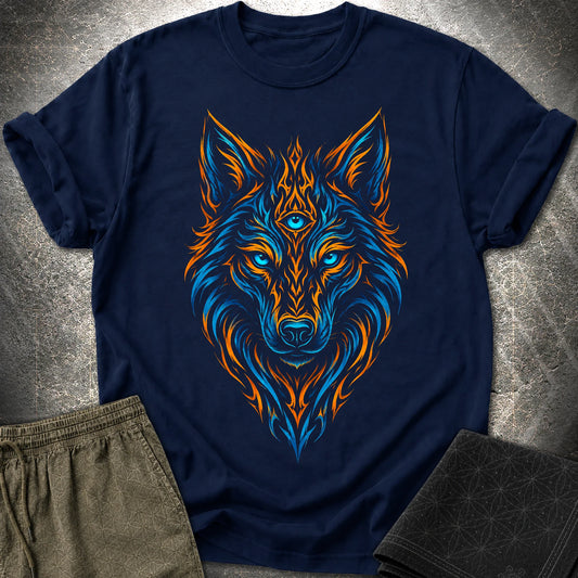 Mystic Tribal Wolf T-Shirt - Mystic Tribal Wolf T-Shirt - Navy