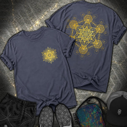 Metatron Fractal 2 Sided T-Shirt - Metatron Fractal 2 Sided Comfort T-Shirt - Navy