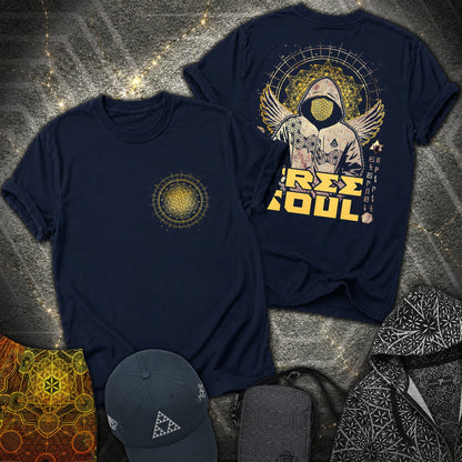 Free Soul Tetrahedron 2 Sided T-Shirt - Free Soul Tetrahedron 2 Sided T-Shirt - Navy