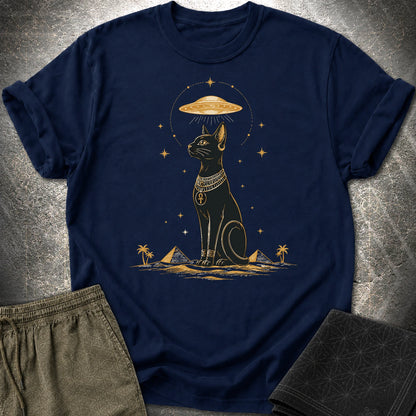 Celestial Cat Beneath the Starship - Celestial Cat Beneath the Starship T-Shirt - Navy