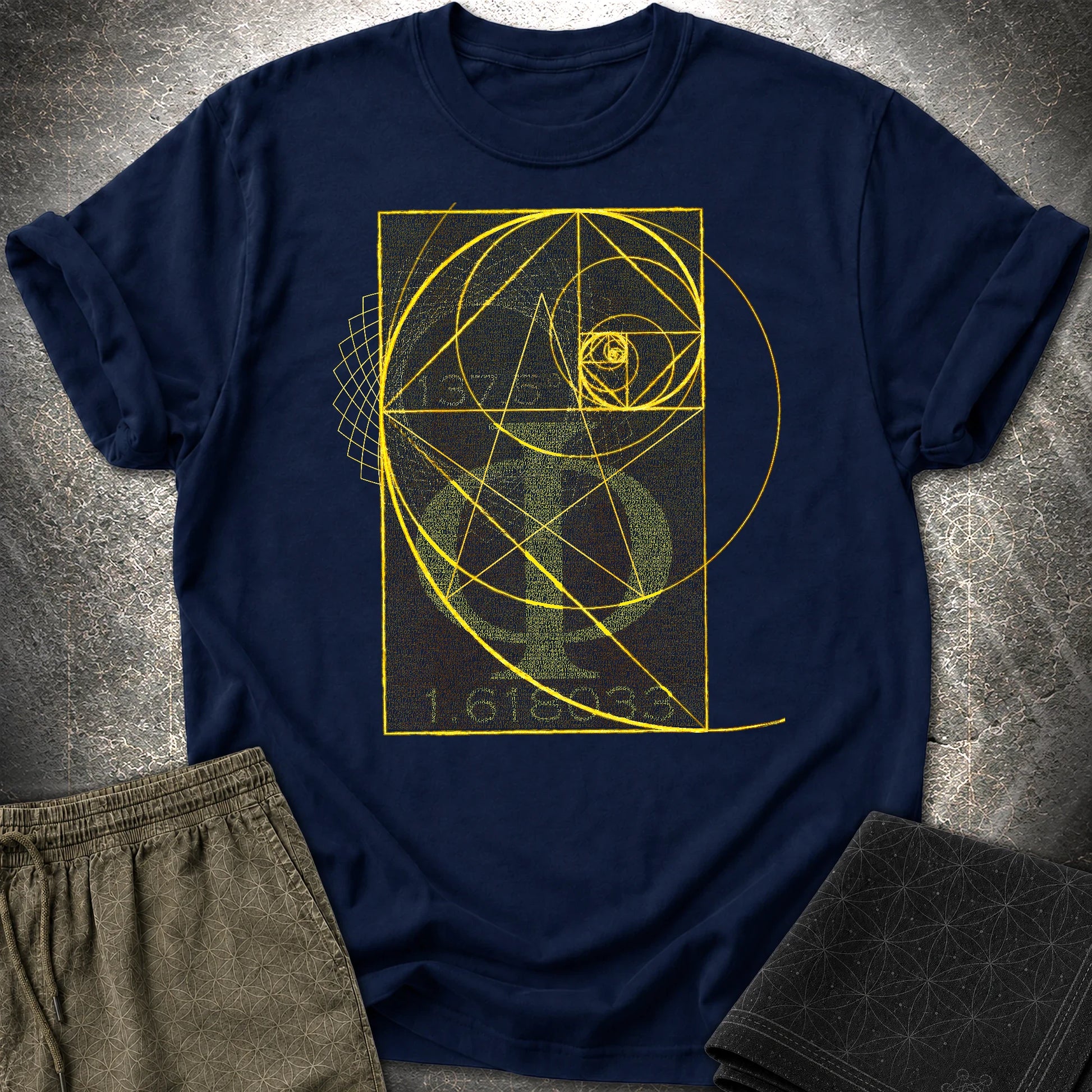 Fibonacci Gold T-Shirt - Fibonacci Gold T-Shirt - Navy