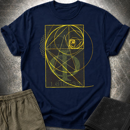 Fibonacci Gold T-Shirt - Fibonacci Gold T-Shirt - Navy