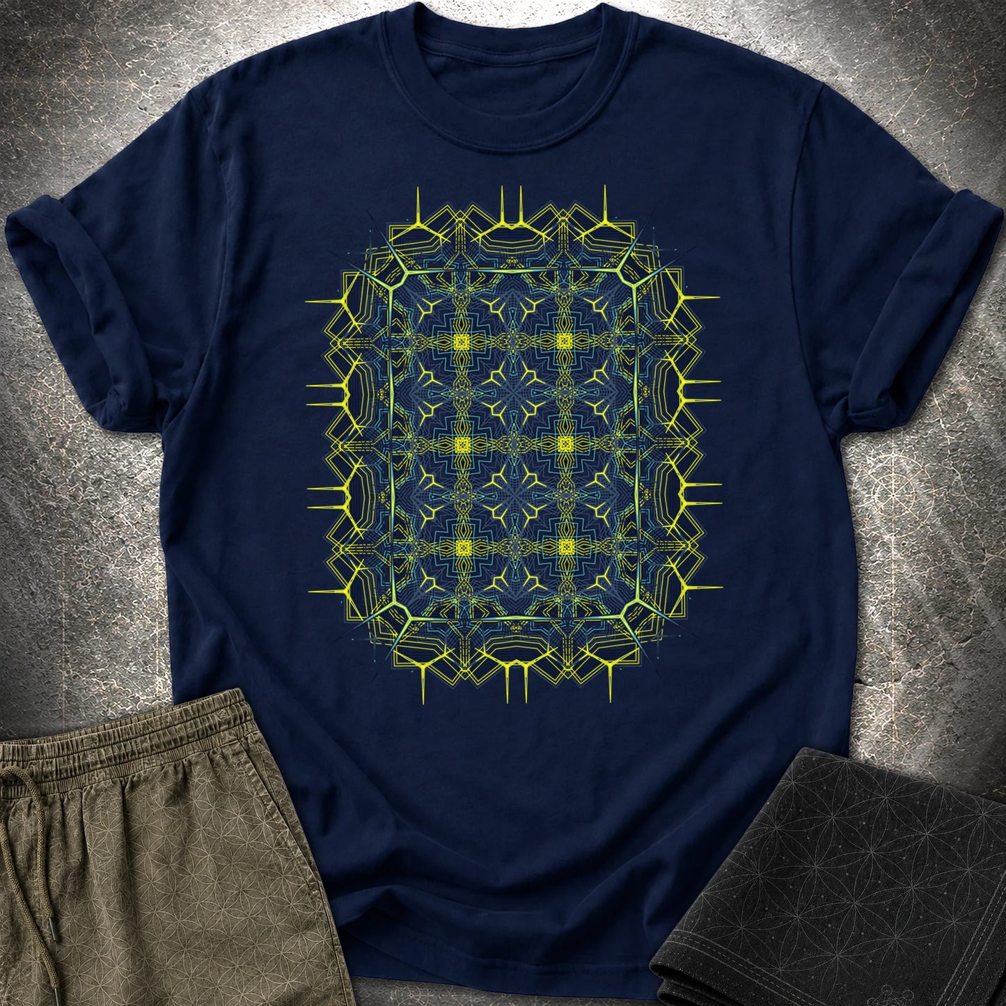 Electric Geometric Matrix - Electric Geometric Matrix T-Shirt - Navy