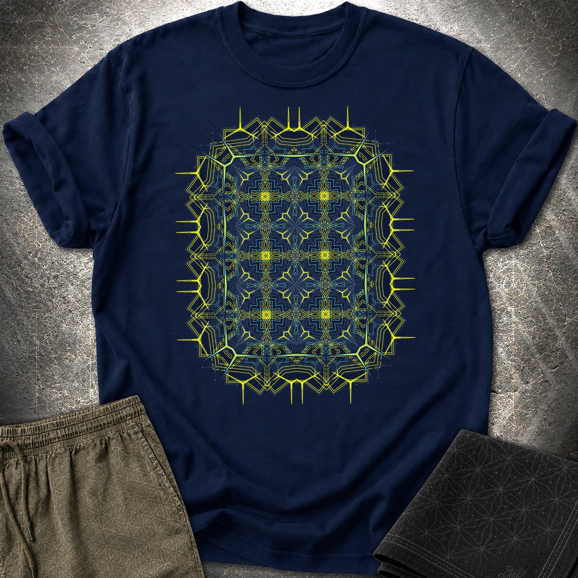 Electric Geometric Matrix - Electric Geometric Matrix T-Shirt - Navy