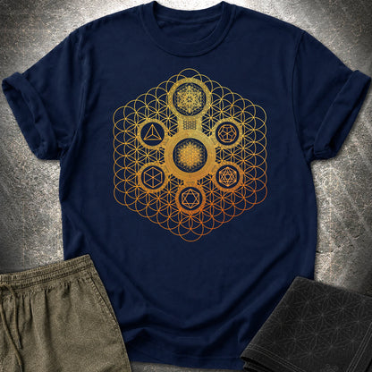 Metatron's Platonic Solids T-Shirt - Metatron's Platonic Solids T-Shirt - Navy