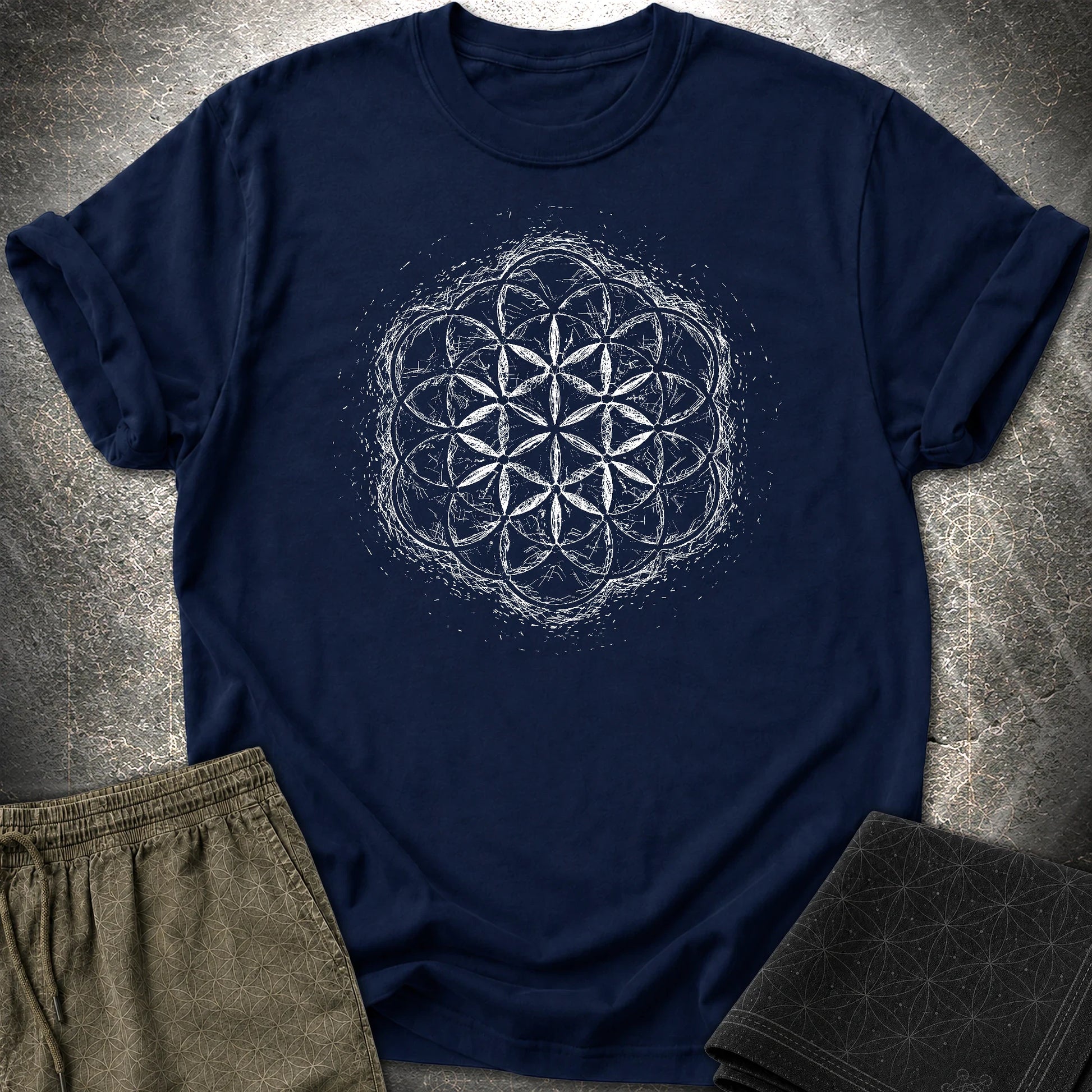 Quantum Flower of Life Shirt T-Shirt - Quantum Flower of Life Shirt T-Shirt - Navy