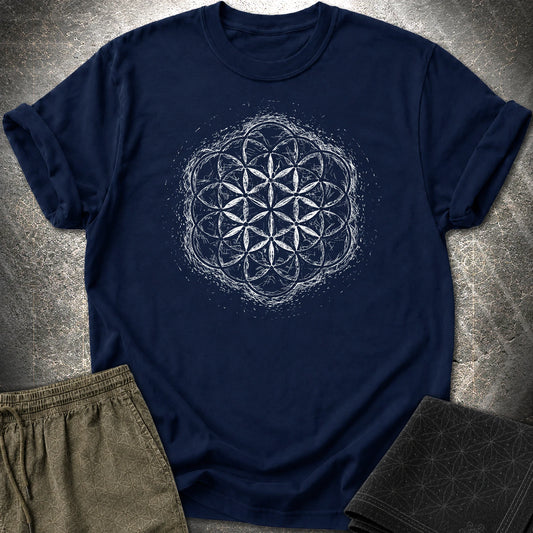 Quantum Flower of Life Shirt T-Shirt - Quantum Flower of Life Shirt T-Shirt - Navy
