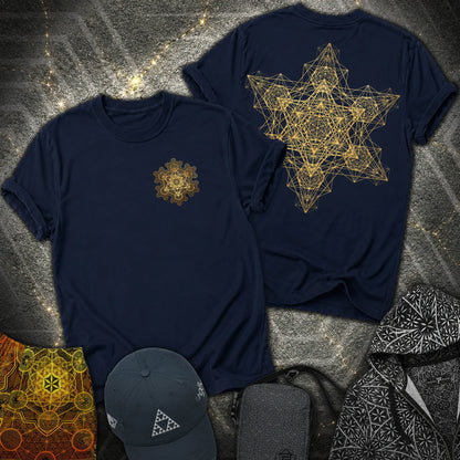 Metatron Fractal Star 2 Sided T-Shirt - Metatron Fractal Star 2 Sided T-Shirt - Navy