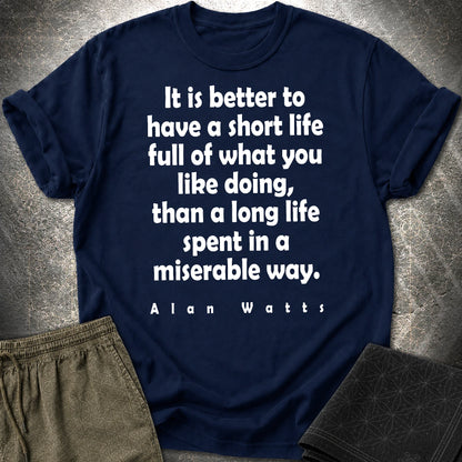 Alan Watts Short Life T-Shirt - Alan Watts Short Life T-Shirt - Navy