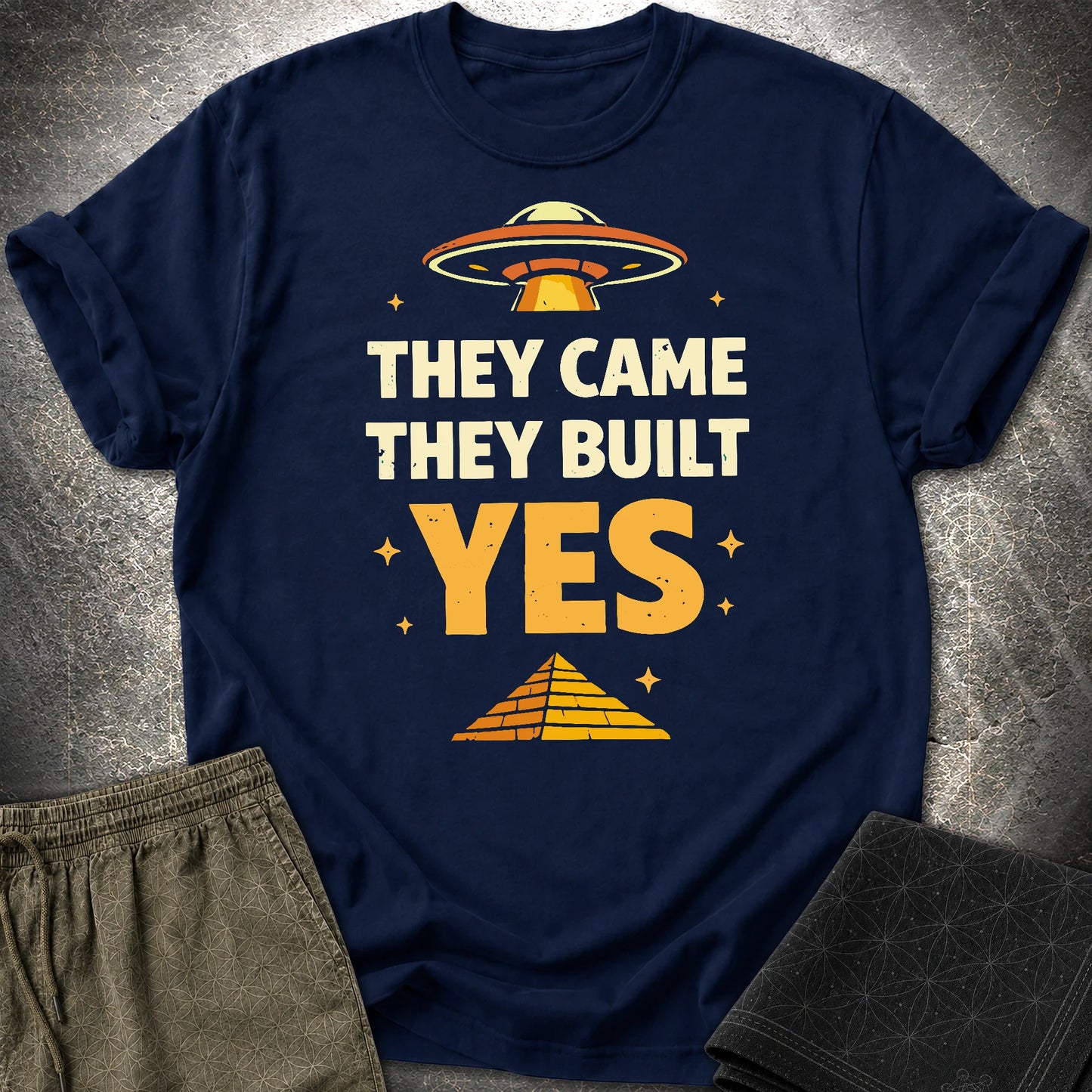 They Came They Built Yes - They Came They Built Yes T-Shirt - Navy