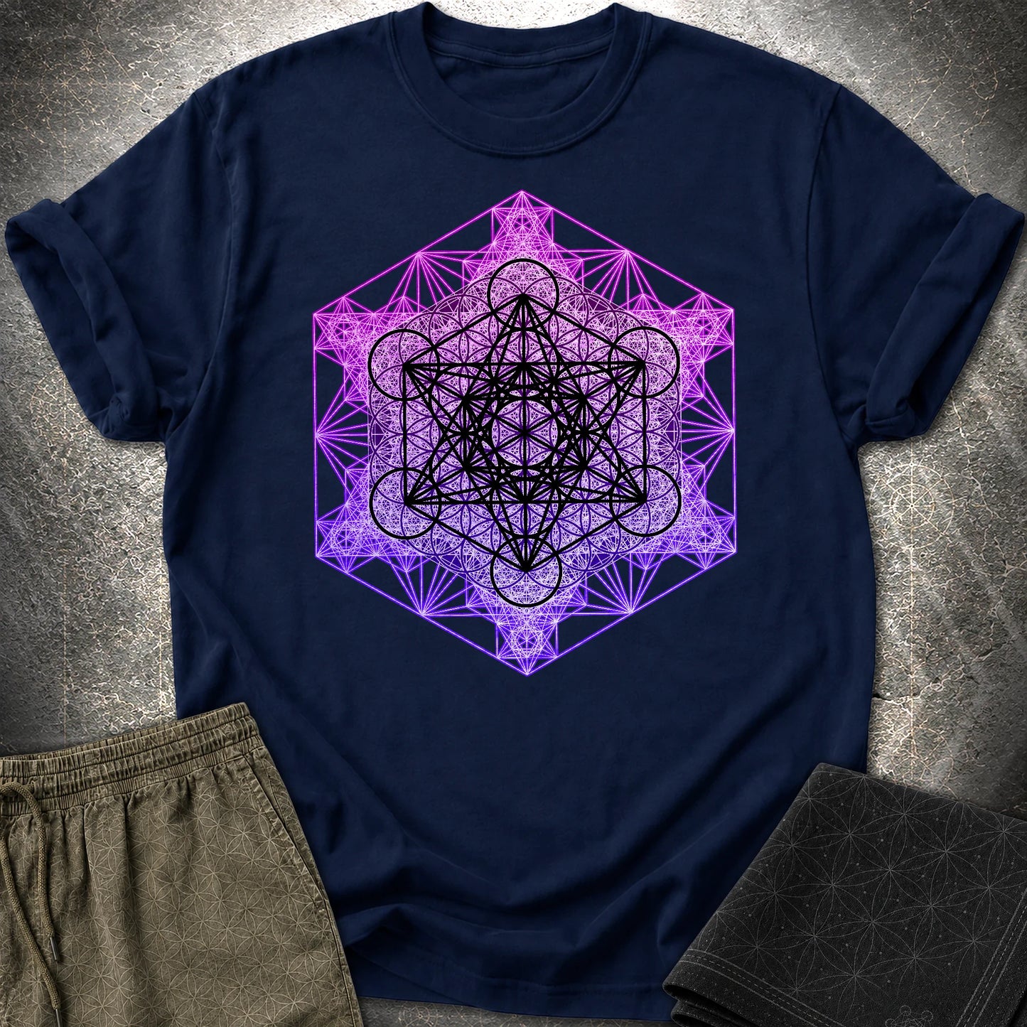 Metatron's Tesseract T-Shirt - Metatron's Tesseract T-Shirt - Navy