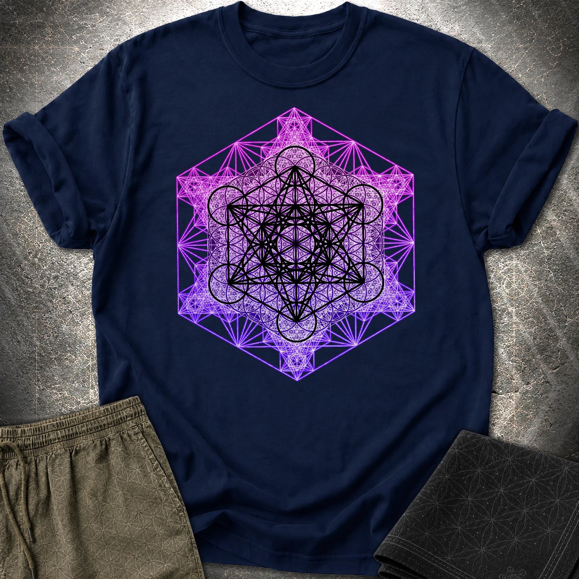 Metatron's Tesseract T-Shirt - Metatron's Tesseract T-Shirt - Navy
