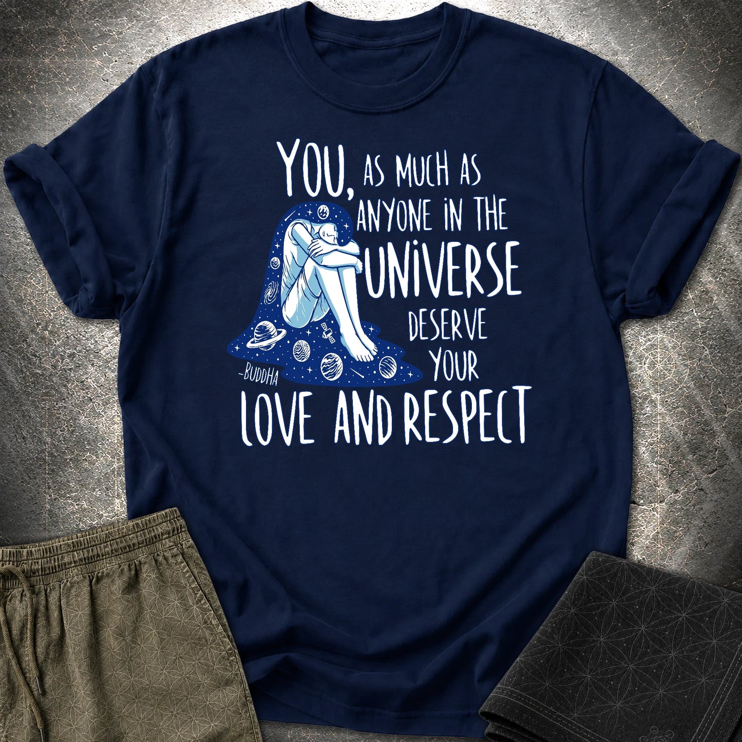 Buddha Love and Respect T-Shirt - Buddha Love and Respect T-Shirt - Navy