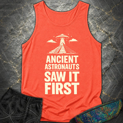 Ancient Astronaut Saw It First - Ancient Astronaut Saw It First Comfort Tank Top - Neon Red Orange
