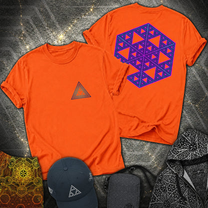Sierpinski Star and Triangle 2 Sided T-Shirt - Sierpinski Star and Triangle 2 Sided T-Shirt - Orange