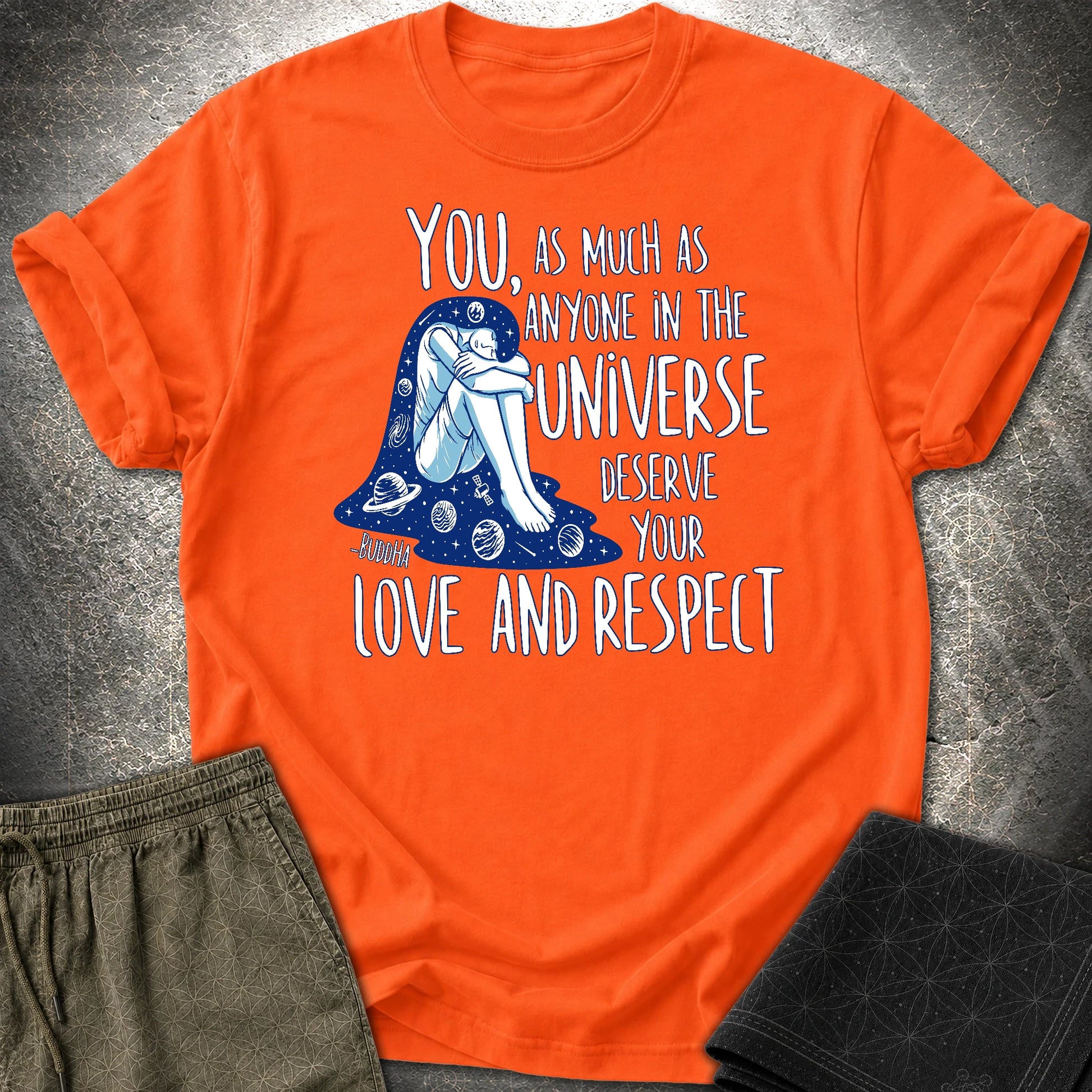 Buddha Love and Respect T-Shirt - Buddha Love and Respect T-Shirt - Orange