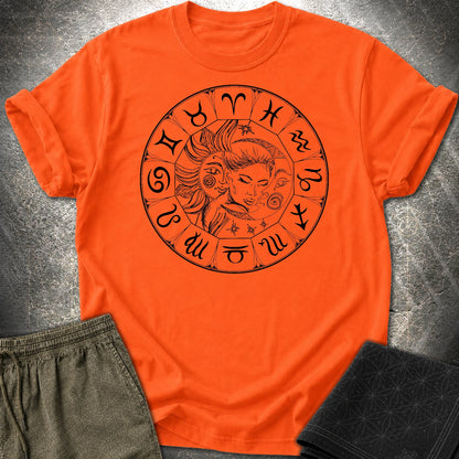 Sun Moon Zodiac T-Shirt - Sun Moon Zodiac T-Shirt - Orange