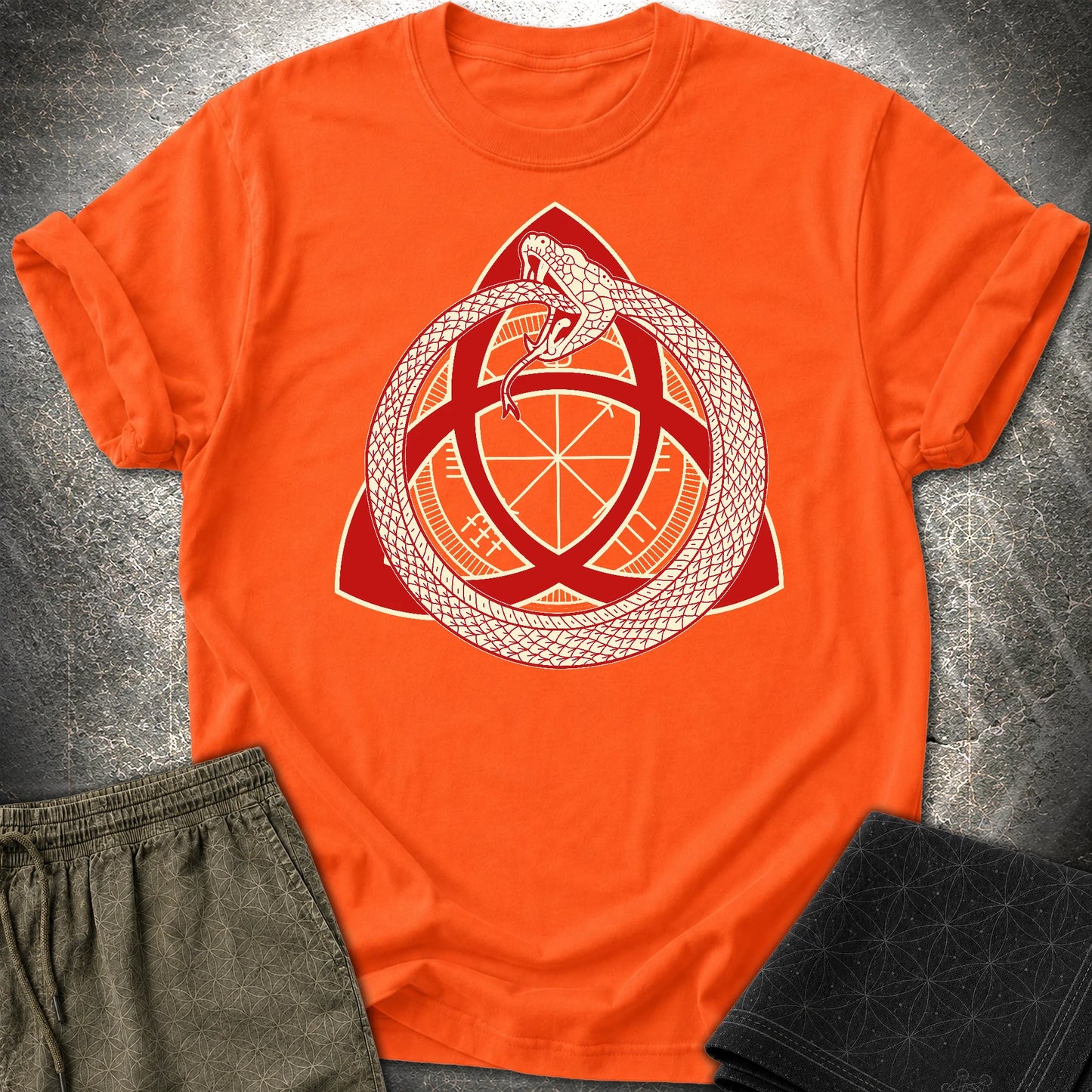 Triquetra Ouroboros T-Shirt - Triquetra Ouroboros T-Shirt - Orange