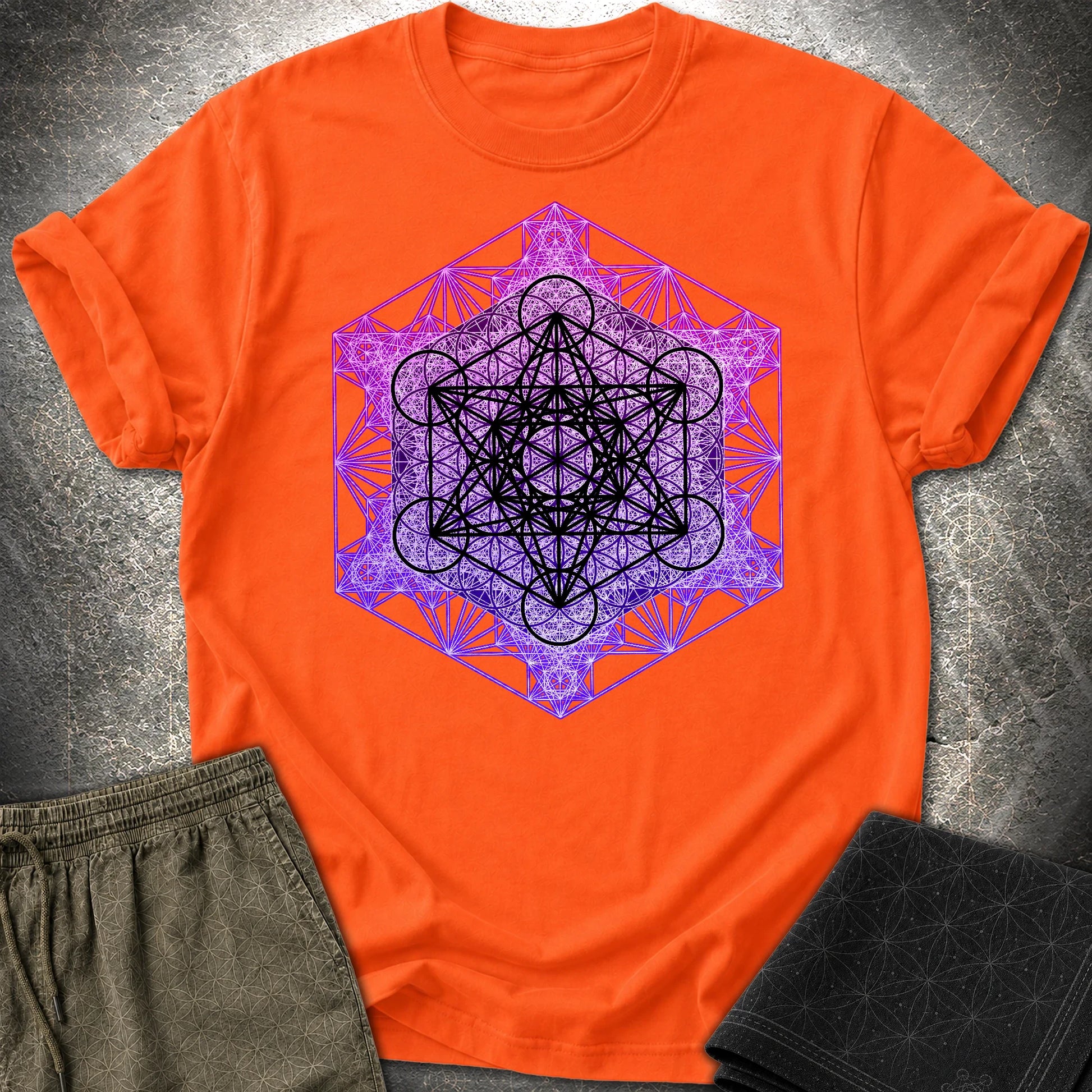 Metatron's Tesseract T-Shirt - Metatron's Tesseract T-Shirt - Orange