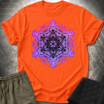 Metatron's Tesseract T-Shirt - Metatron's Tesseract T-Shirt - Orange