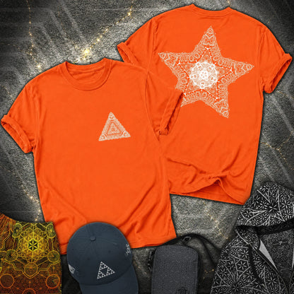 Geometric Sacred Star 2 Sided T-Shirt - Geometric Sacred Star 2 Sided T-Shirt - Orange