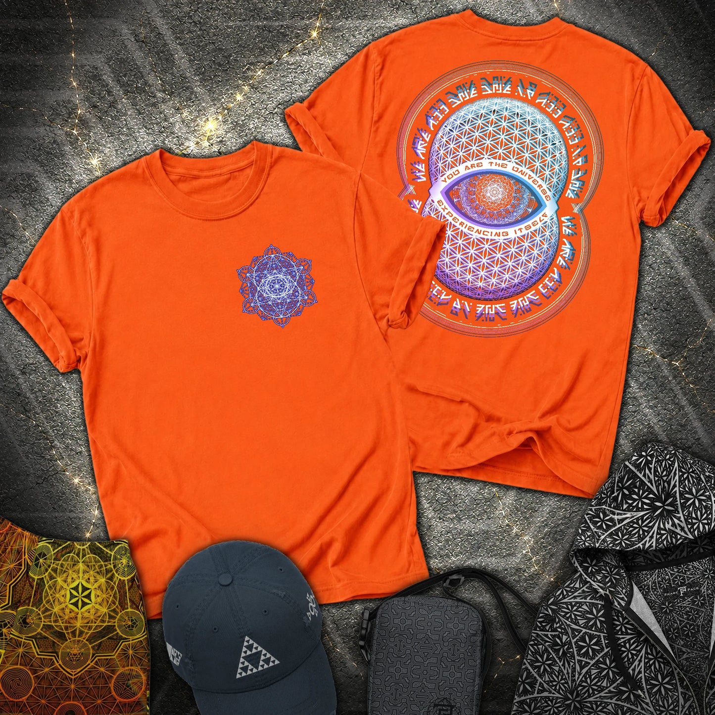 Alan Watts Universe 2 Sided T-Shirt - Alan Watts Universe 2 Sided T-Shirt - Orange