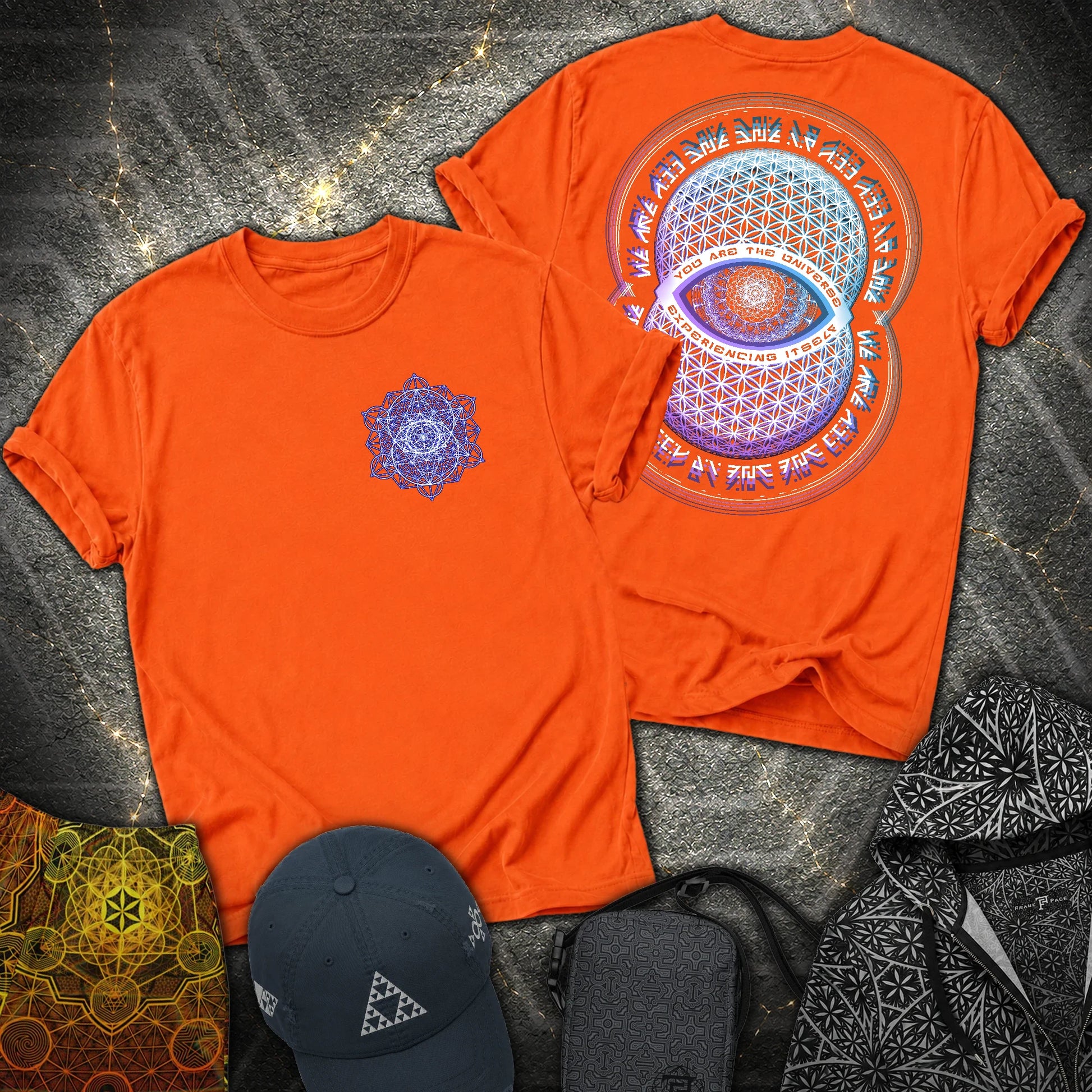 Alan Watts Universe 2 Sided T-Shirt - Alan Watts Universe 2 Sided T-Shirt - Orange