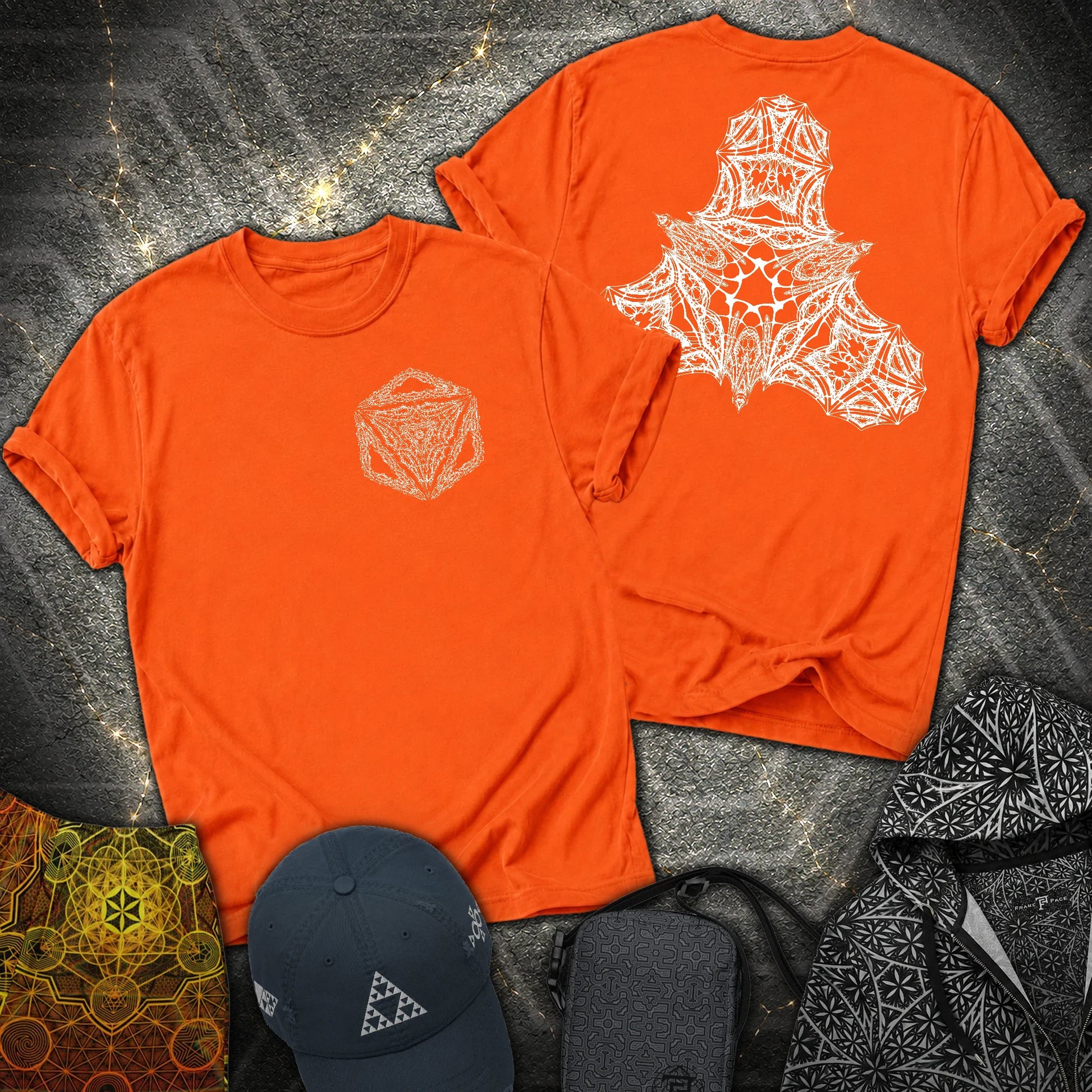Organic Octahedron Geometry 2 Sided T-Shirt - Organic Octahedron Geometry 2 Sided T-Shirt - Orange