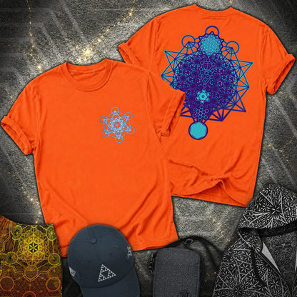 All The Sacred Geometry Metatron 2 Sided T-Shirt - All The Sacred Geometry Metatron 2 Sided T-Shirt - Orange