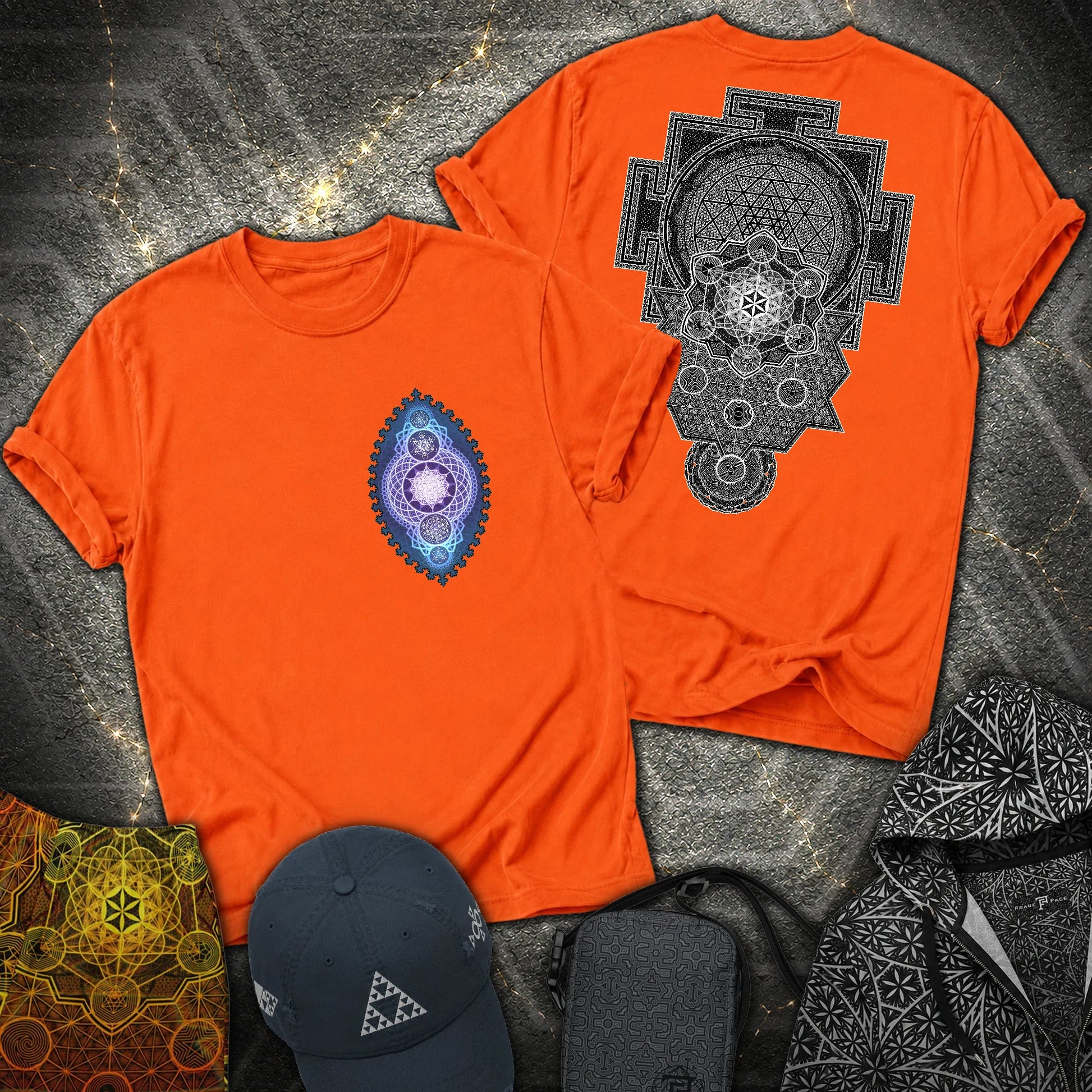 Ultimate Sacred Geometry 2 Sided T-Shirt - Ultimate Sacred Geometry 2 Sided T-Shirt - Orange