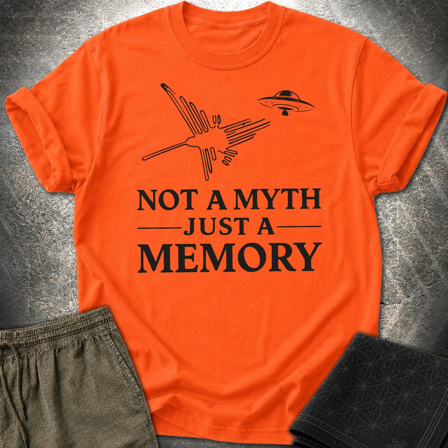 NOT MYTH JUST MEMORY Czarne - NOT MYTH JUST MEMORY Czarne T-Shirt - Orange