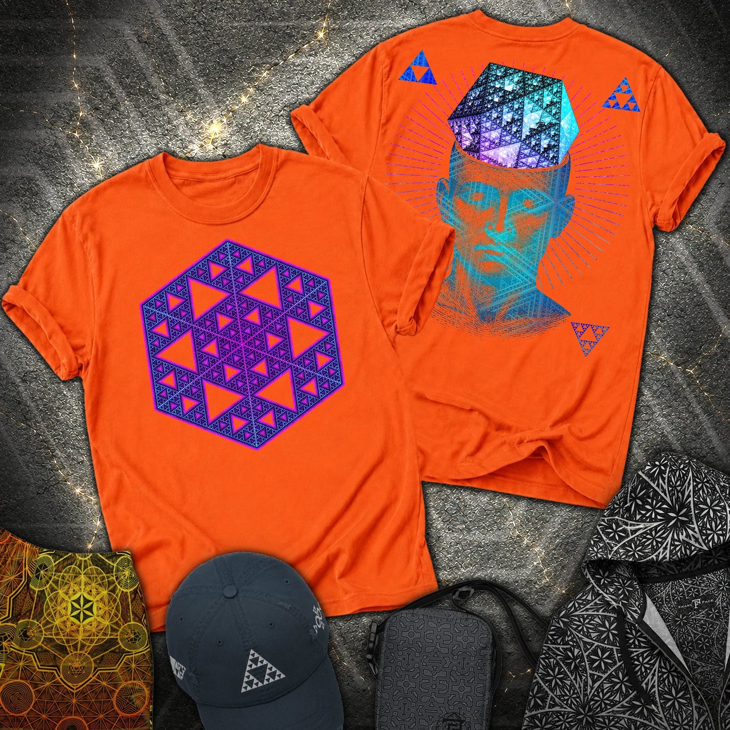 The Mathematitian Sierpinski Star 2 Sided T-Shirt - The Mathematitian Sierpinski Star 2 Sided T-Shirt - Orange