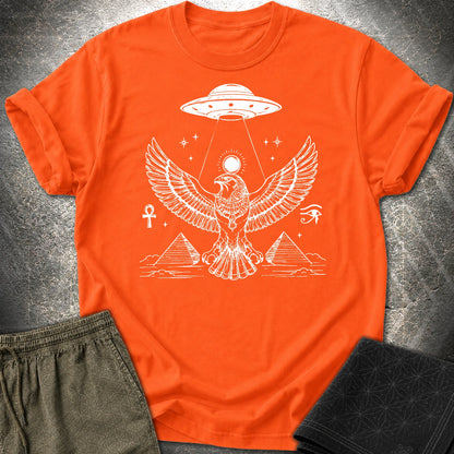 Solar Falcon Beneath the Starship - Solar Falcon Beneath the Starship T-Shirt - Orange